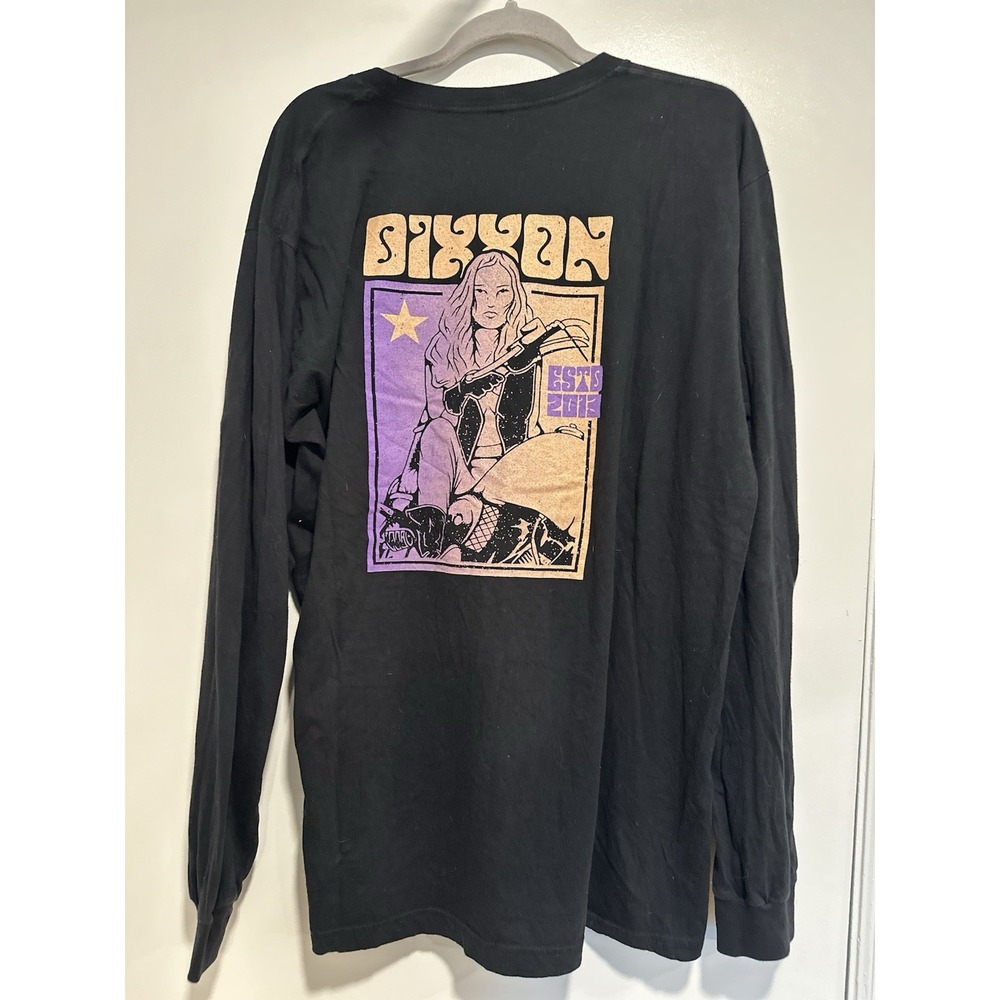 Dixxon Flannel SzXL Black Long Sleeve Graphic Retro Biker Moto Vixen Star Tee